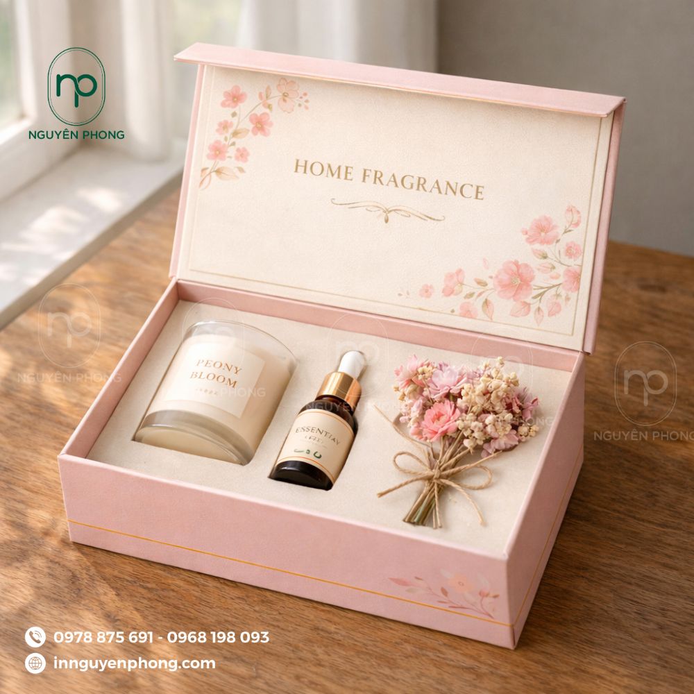 In hộp cứng nam châm đựng mỹ phẩm 